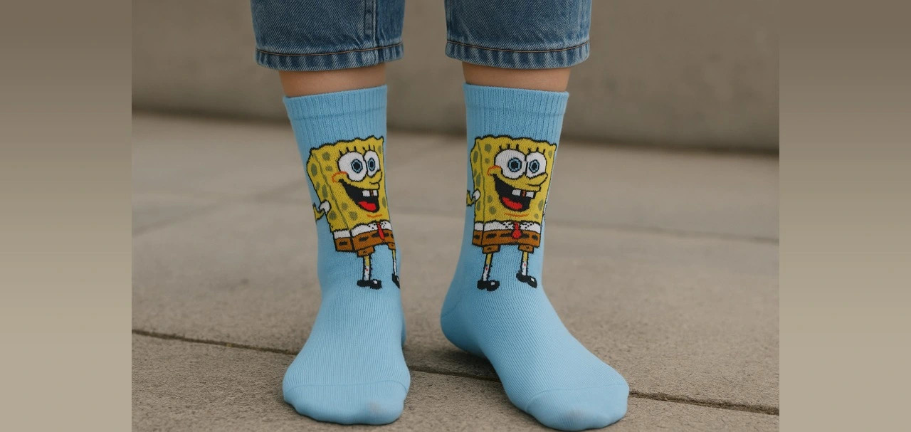 جوراب با طرح باب اسفنجی